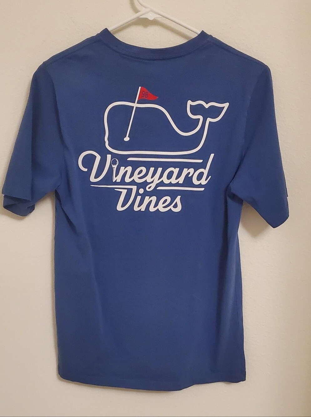 Vineyard Vines Youth Royal Blue Golf Whale Logo Tee with Red Flag
